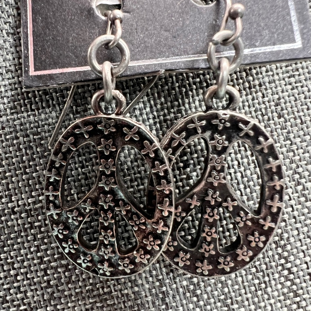 Silver Floral Peace Earrings
